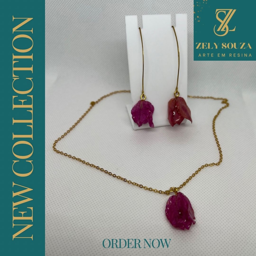 Gold and Pink Jewelry Set